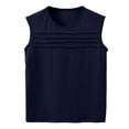 thumbnail image 1 of FAOWME Girls Solid Color Sleeveless Crewneck Vest T-Shirts Tops Tee For Child Navy 11-12 Years, 1 of 5