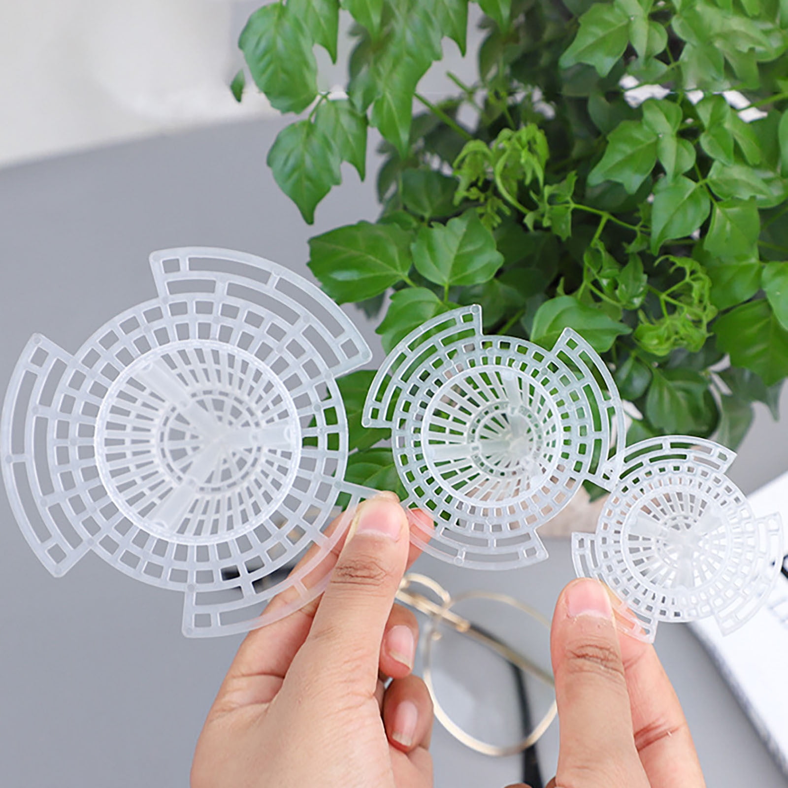 Indoor Plant Pot,2PCS Flower Pot Bottom Strainer 3D Flower