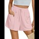 thumbnail image 2 of Pantalones Cortos de para Mujer, Modernos, de Cintura Alta, Informales, de Verano, con Cordón Ajustable, Holgados, para Playa, Rosa Talla L, 2 of 6