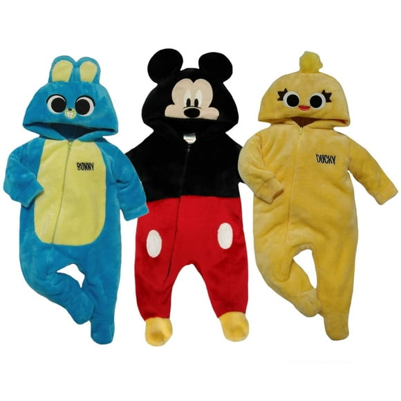 Kit 3 Mamelucos con Gorro Bordado Disney Bunny, Mickey Carita, Ducky Disney KitB365