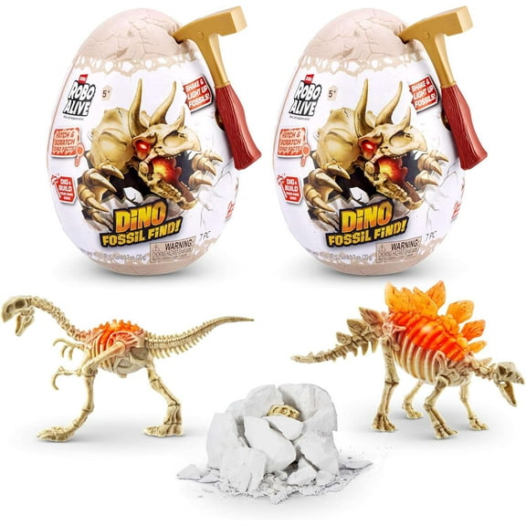 Robo Alive Fossil Find! MINI Gigantoraptor & Stegosaurus 2-Pack
