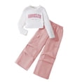 thumbnail image 3 of Avtoify Children Casual Letter Print Long Sleeve Top Outfits for Kids Work Pants 2 Piece, 3 of 6