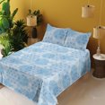 thumbnail image 2 of Ambesonne Floral Design Fitted & Flat Sheet with Sham 3 Pcs Set, Asian Soft Sky Colors, Twin, Sea Blue and Pale Azure Blue, 2 of 5