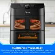 Midea Air Fryer, 11 Qt, Double Basket with Dual Cooking Zones, 8-In-1 Presets, Sync Finish Technology, Black