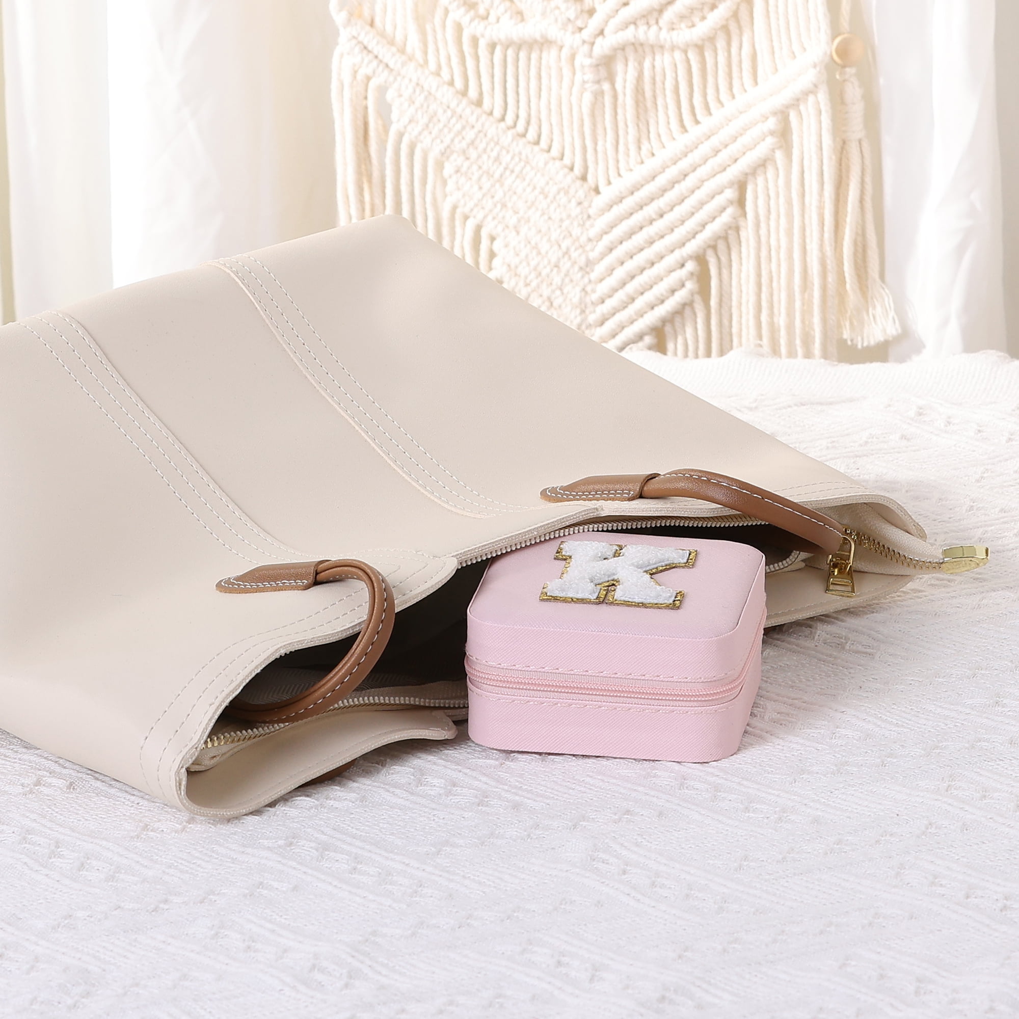 Unique Bargains Jewelry Box Small PU Leather Jewelry Organizer Case Storage Display Holder Pattern K