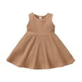thumbnail image 1 of Odeerbi Tanque de Algodón Para Niñas En Verano Vestido de Punto de Canalé A-Line Sun Vestido Dulce Color Sólido Cuello Redondo Vestido Sin Mangas, 1 of 5
