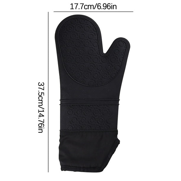 Pisexur Batería de cocina Guantes antideslizantes y térmicos rellenos de algodón, guantes para horno microondas, guantes aislantes térmicos alargados para hornear para la cocina del hogar