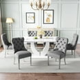thumbnail image 2 of 7-Piece Dining Set, 63" Faux Marble Dining Table & 6 Button-Tufted Velvet Chairs with Stainless Steel Legs, Dining Table Set for Dining Room or Living Room, 2 of 2