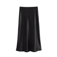 thumbnail image 3 of Women Fashion Satin Solid Pleated Midi Skirt Vintage Mid Elastic Waist Female Chic Lady Skirts, 3 of 7