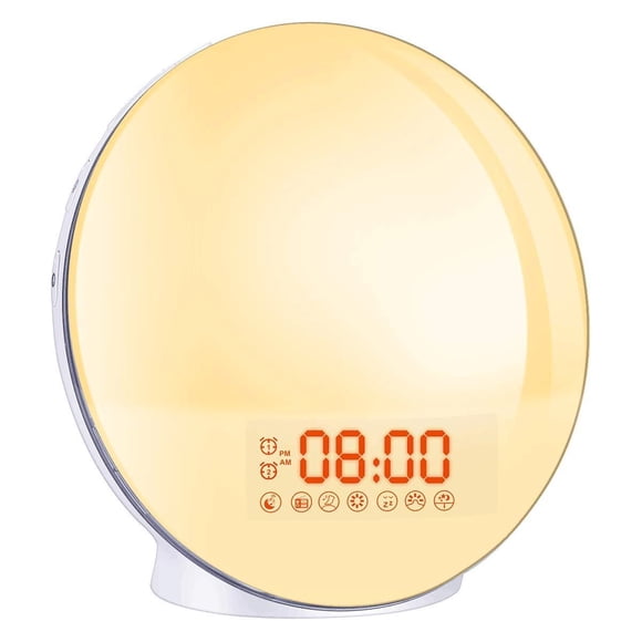 Cadrim Wake up Light Alarm Clock with Natural Sunrise Simulation and Sunset Fading Night Light (White)