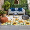thumbnail image 2 of Yellow Sunflower Outdoor Rug for Patio/Deck/Porch, Non-Slip Large Area Rug 3 x 5 Ft, Grey Plaid Country Bee Farmhouse Floral Indoor Outdoor Rugs Washable Area Rugs, Camping Rug Carpet Runner, 2 of 8