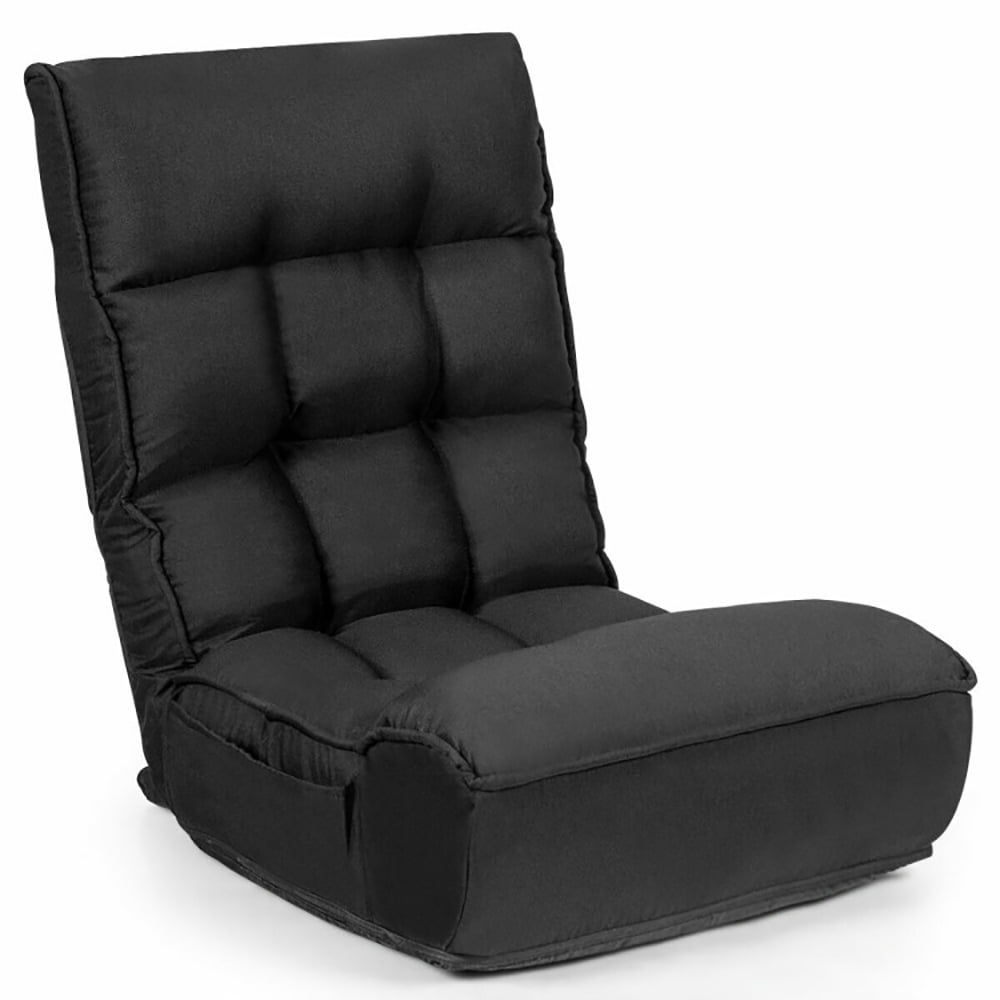 Finihen Floor Lazy Chair, Folding Lazy Sofa, 4-Position Adjustable Floor Chair, for Living Room, Bedroom, Dorm, Black Finihen Floor Lazy Chair, Folding Lazy Sofa, 4-Position Adjustable Floor Chair, for Living Room, Bedroom, Dorm, Black