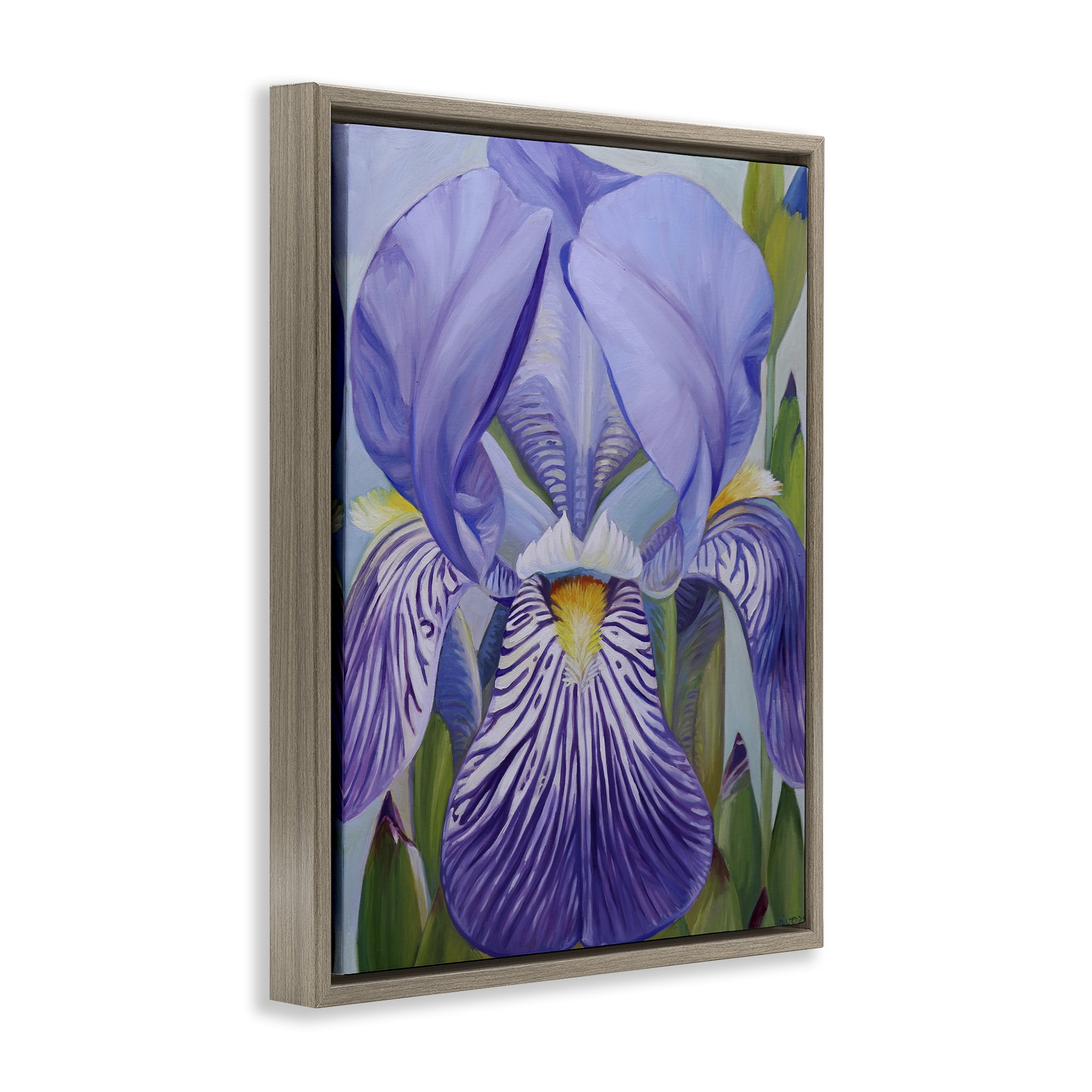 Stupell Industries Blooming Purple Iris Petals Brown Framed Floater Canvas Wall Art, design by Violeta Vollmer