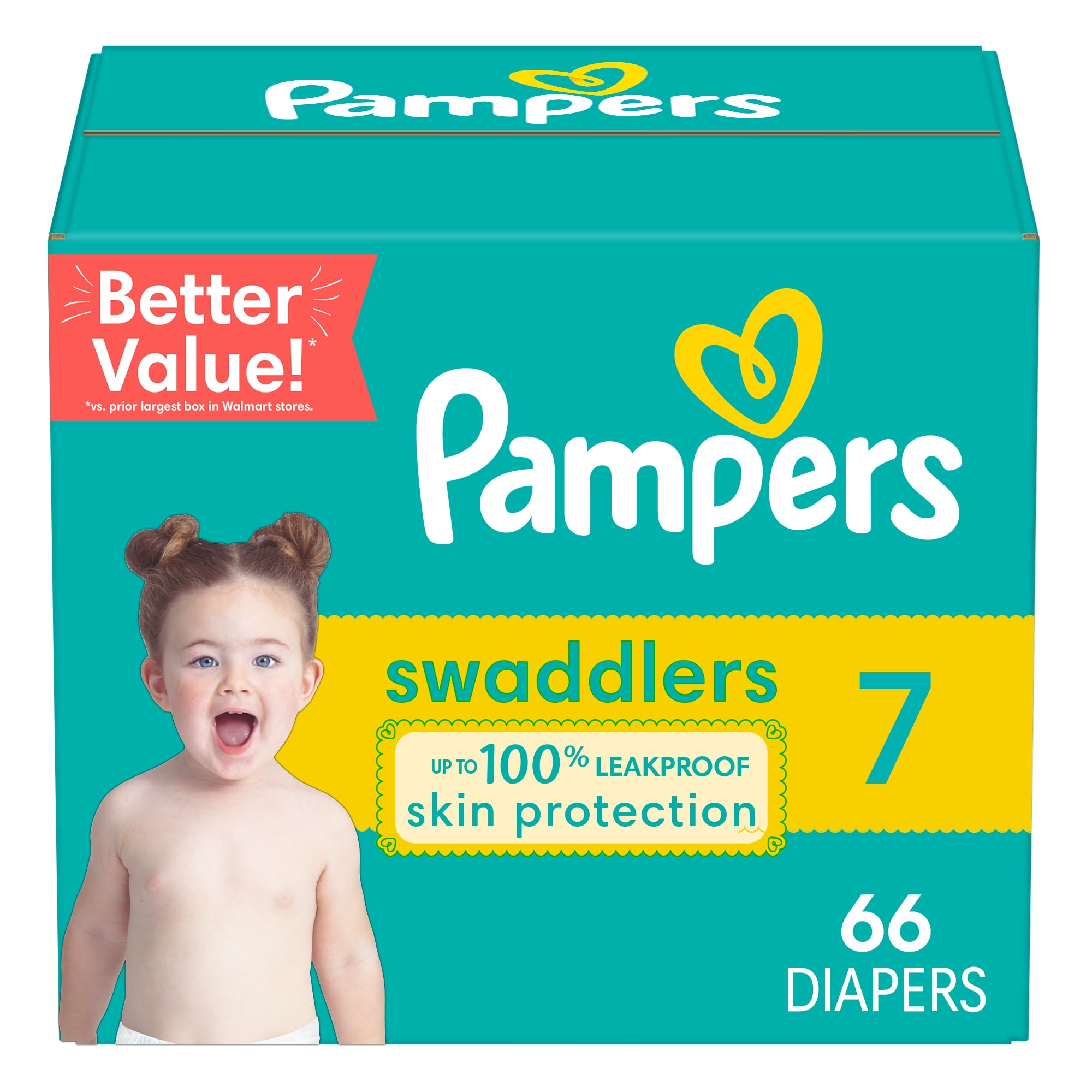 Pampers Swaddlers Soft Hypoallergenic Diapers Size 7, 66 Count