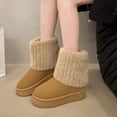 thumbnail image 5 of kakina CMSX Women's Furry Faux Fur Boots,Fuzzy Mid Calf Snow Boots Round Toe Suede Warm Fur Lined Boots Platform Flat Comfortable Outdoor Winter Fashion Boots 7(39), 5 of 9