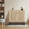 thumbnail image 4 of Ensemble de 2 Armoires de Rangement avec Portes en Rotin, Buffet Bahut en Rotin Armoire Console pour Salon, 4 of 5