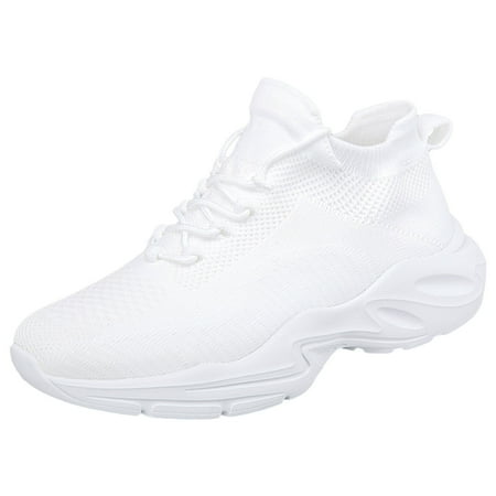 Fauean Sneakers for Women Simple Comfort Lace up Sneakers Running Jogging Women s Shoes White Size 42