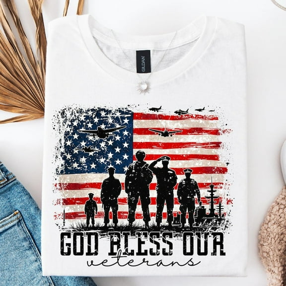 God Bless Our Veterans T-Shirt, Veterans Day Sublimation Design, Patriotic Memorial Shirt