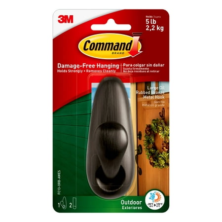 

Command Outdoor Hook Large Oil Rubbed Bronze 1 Wall Hook 2 Strips/Pack