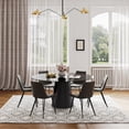 thumbnail image 4 of POVISON 59.06" Modern Black Round Dining Table For 6, Tempered Glass Tabletop,Carbon Steel Base, 4 of 14