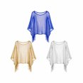 thumbnail image 3 of Sparkly Sheer Poncho Wrap, Fringed Metallic Shawl Cover-Up for Evening Dress Beach Top, One Size, 3 of 3