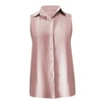 thumbnail image 5 of Pxiakgy Womens Sleeveless Button Down Shirt V Neck Casual Classic Collared Blouses Solid Basic Summer Work Office Tank Top Casual Sleeveless Tops V Neck Vest Summer Fashion Casual Top Pink Xxl, 5 of 5