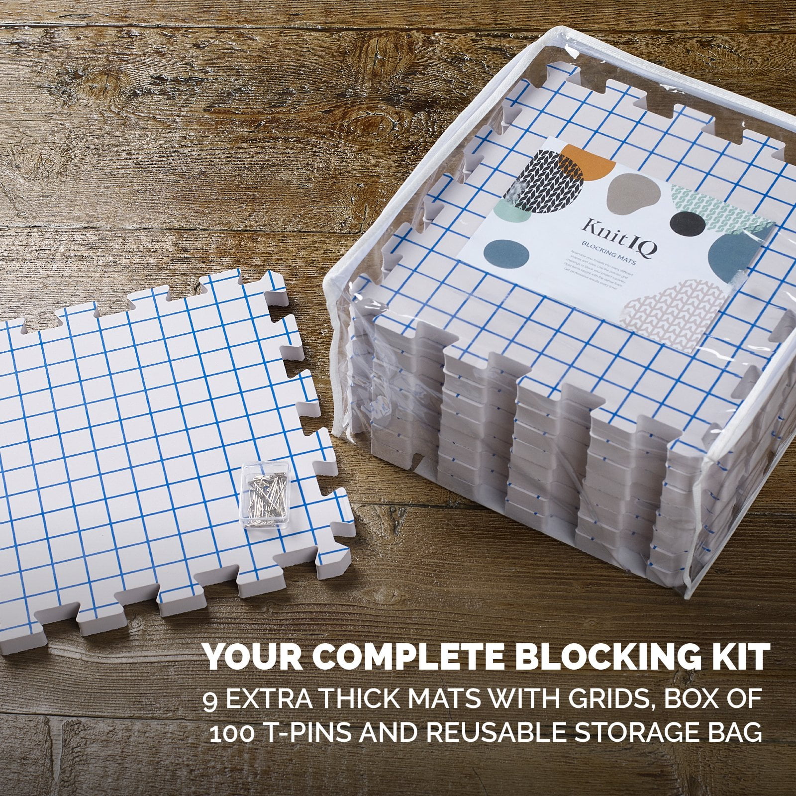 KnitIQ Standard Blocking Mats Bundle with 4 oz No Rinse Delicate Wash –  KnitIQ
