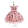 thumbnail image 5 of YWDJ Toddler Girls Net Yarn Mesh Bow Ruffles Birthday Party Gown Long Dresses Pink 9T, 5 of 9