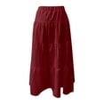 thumbnail image 5 of Fgnfyis Women's Loose A-Line Skirt with Fashion Elastic Waist and Tie Belt for a Comfortable and Stylish Ensemble Red L, 5 of 6