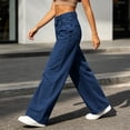 thumbnail image 4 of FRSASU Jeans for Women Wide Leg Baggy Jeans High Waist Casual Loose Boyfriends Trousers Vintage Streetwear Dark Blue, 4 of 6