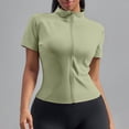 thumbnail image 4 of Ruimatai Women's Zip Up Stand Collar Short Sleeve Fitted Workout Tops for Women Yoga Athletic Wear, 4 of 5