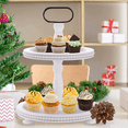thumbnail image 4 of Urban Deco Wooden Decorative Tray Two Tiered Tray Round Serving Tray (White), 4 of 8