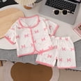 thumbnail image 2 of Gubotare Toddler Baby Girl Summer Pajamas Set Striped Short Sleeve Tops and Shorts 2 Piece Sleepwear Nightgown Pjs Outfit 18 24 Months (Pink,18-24 Months), 2 of 3