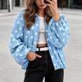 thumbnail image 6 of Tqcoqu Women's Polka Dot Zip Up Jacket, Lapel Collar Bubble Sleeve Loose Lightweight Windbreaker Casual Outerwear,Women's,Size M-XXXL, 6 of 8