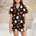 thumbnail image 2 of takafot Girls Halloween Pajamas Pumpkin Ghost Print Short Sleeve Button Down Girls PJS Kids Sleepwear Nightwear Loungewear Set Girls Pajama (Orange,2-3 Years), 2 of 5