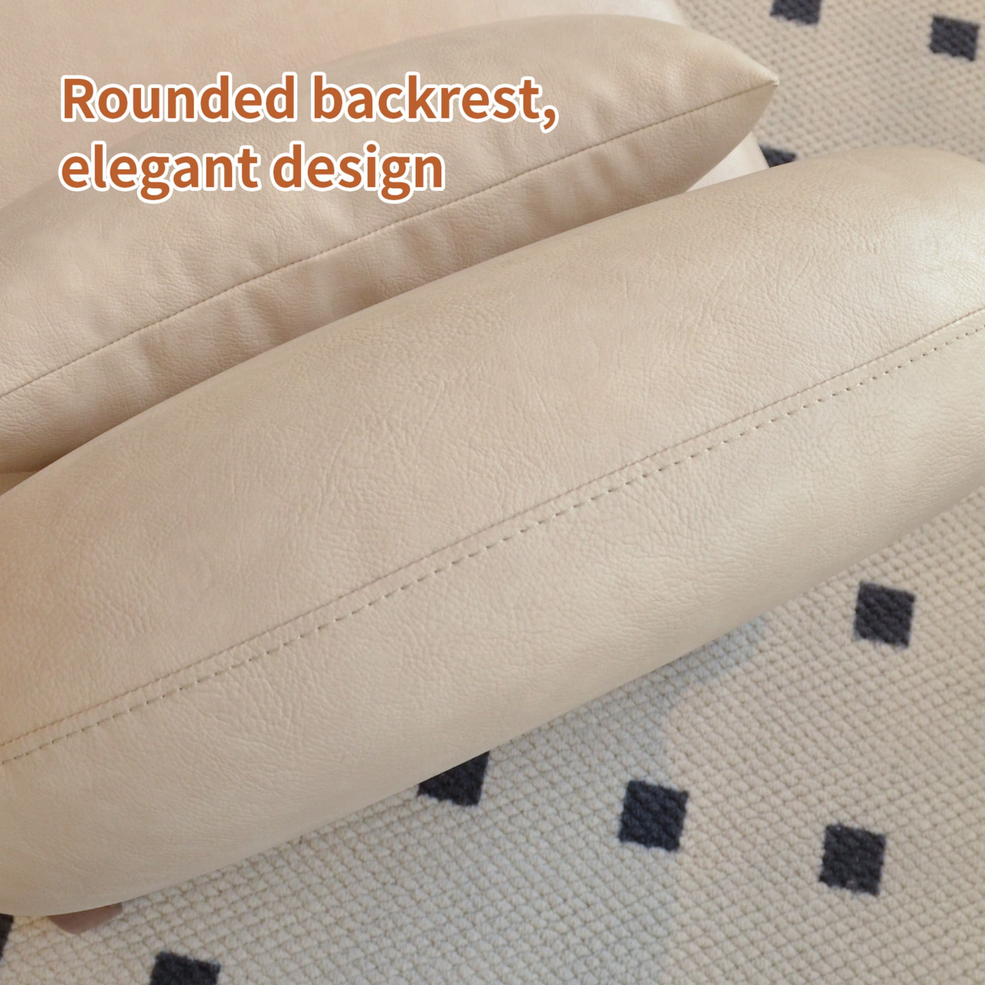 BSHTI 28.4" Faux Leather Upholstered Accent Chair with Pillow, Comfy Armless Design, Wood Legs for Living Room(Cream)