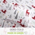 thumbnail image 3 of GlowSol Christmas Sheets Queen 100% Cotton Flannel Holiday Bed Sheet Set, Deep Pocket Fitted Sheet, Gray White Red Forest Deer, 3 of 5