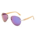 thumbnail image 3 of Newbee Fashion - Bamboo Arm Oversized Rimless Aviator Sunglasses with Flash Lens Bamboo Sunglasses for Men & Women, 3 of 3