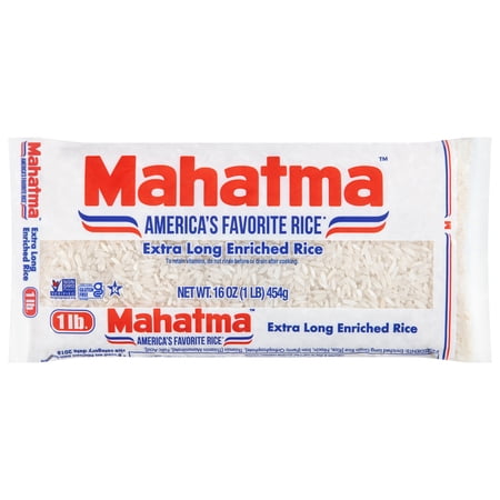 Mahatma Enriched White Rice, Extra Long Grain Rice, Gluten Free, 1 lb Bag
