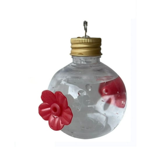 Red Berries Courtyard Bird Feeder with Round Bulb Design Handheld Hummingbird Feeder for Garden Patio Outdoor Wildlife Watching