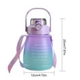 thumbnail image 2 of 1300ml Gradient Color Big Belly Cup Cartoon Straw Plastic Water Bottle (Purple), 2 of 7