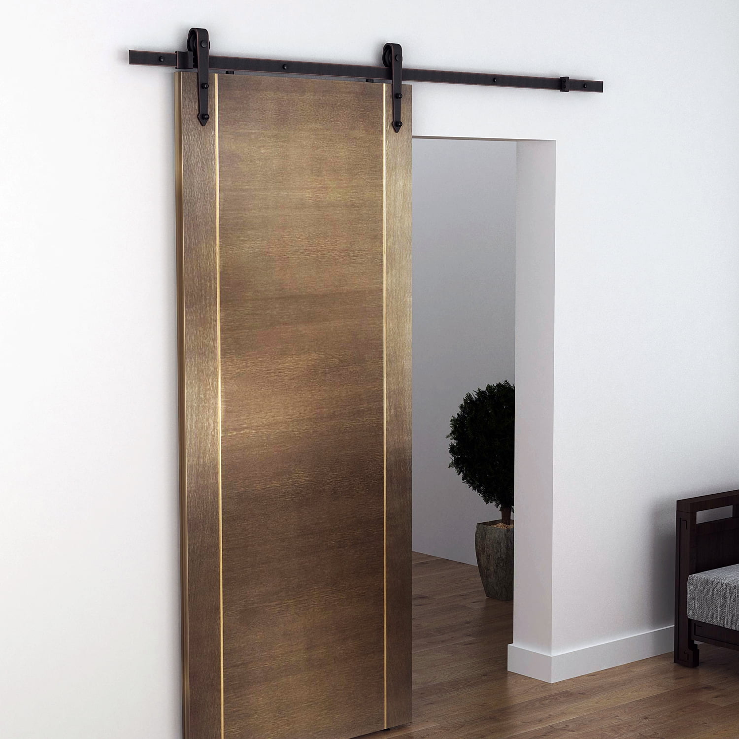 6 6ft Sliding Wood Barn Door Hardware Track System Arrow Shape