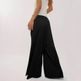 thumbnail image 4 of SHTXOZHI High Waisted Wide Leg Pants for Women Casual Knit Pants Palazzo Trousers with Pockets, 4 of 7
