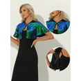 thumbnail image 2 of DARING DIVA Flared Sleeve Crop Shrug Bolero Glitter Jackets L Green Blue, 2 of 6