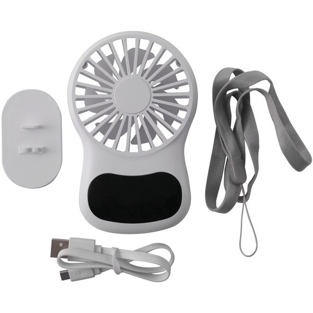 Ventiladores USB, pantalla de tiempo, ventiladores de escritorio portátiles recargables, mini ventilador portátil para viajes, blanco