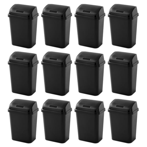Sterilite 7.8 Gallon SwingTop Kitchen Wastebasket Trash Can, Black(12 Pack)