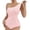 #126-Pink, variant on Ribbed Cheeky One Piece Swimsuit for Women One Shoulder Bathing Suits High Cut Swimwear