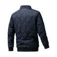 thumbnail image 4 of hopeusnice Men's Quilted Bomber Jacket Lightweight Baseball Collar Zipper Stand Collar Long Sleeve Outwear with Pockets Dark Blue XXXL, 4 of 4