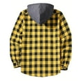 thumbnail image 3 of MaFYtyTPR Men's Hooded Shirts Casual Patchwork Fashion Plaid Button Long Sleeve Outwear Shirts for Men Yellow#01 S, 3 of 4
