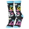 thumbnail image 2 of Crazy Socks Peace Signs Fun Print Novelty Crew Socks for Women, 2 of 6